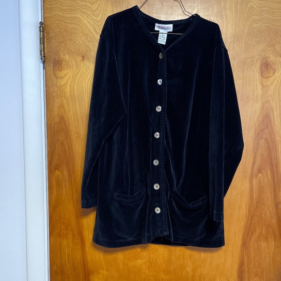 Vintage TALBOTS Black Velvet Jacket Size M Mother of Pearl Buttons - Picture 1 of 4